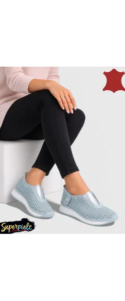 Balerini casual perforați din piele naturală Cu Accesoriu steluță
