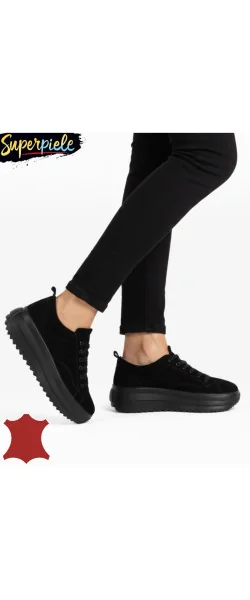 Pantofi casual dama piele naturala cu închidere șireturi ,talpa groasă