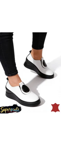 Pantofi casual dama piele naturala grey Leather cu aplicatie metalica