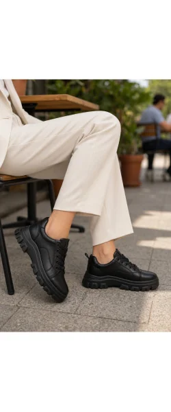Sneakers beige Leather damă piele naturală super ușori și comozi