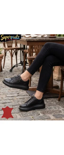 Pantofi casual damă din piele naturală cu fermoar și șiret