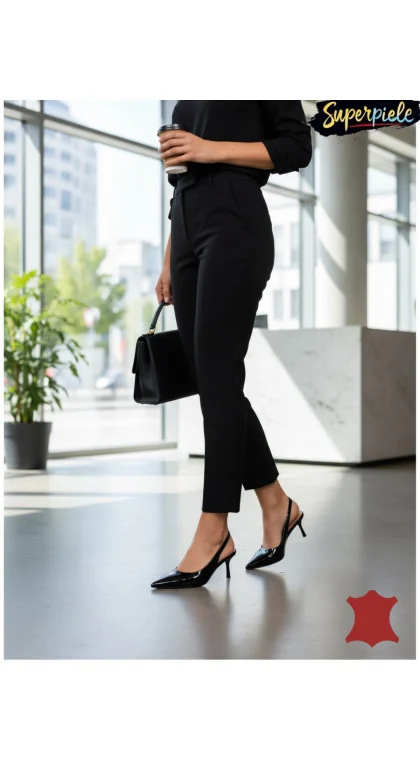 Pantofi Slingback din Piele Naturală – Toc Subțire 7 cm