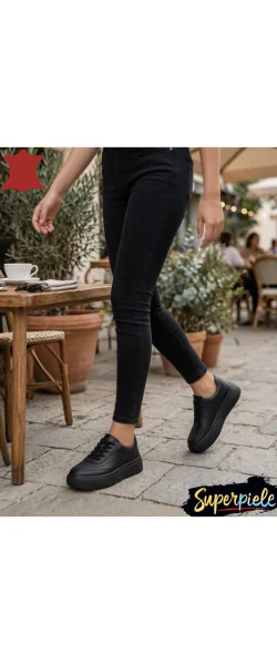 Pantofi casual dama din piele naturală cu talpa groasă