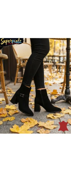 Botine Damă Tip Ciocate din Piele Naturală Întoarsă