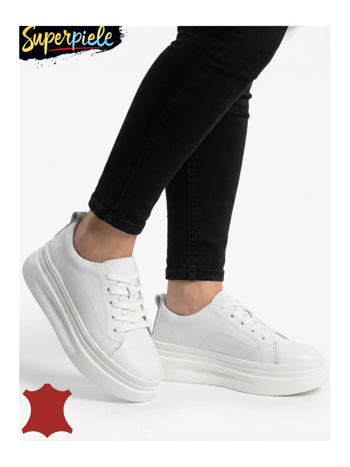 Pantofi casual din piele pentru femei, cu șireturi și vârf rotund