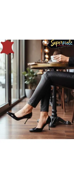Pantofi Slingback din Piele Naturală Lăcuită – Toc Subțire 9 cm