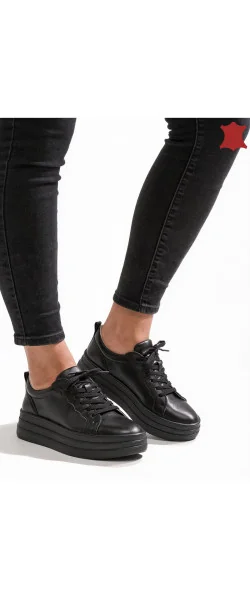 Pantofi casual dama piele naturala cu talpa inalta