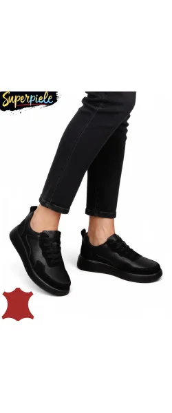 Sneakers din piele naturală și piele întoarsă, cu design modern