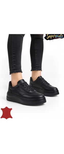 Sneakers dama comozi din piele naturală cu talpă înaltă