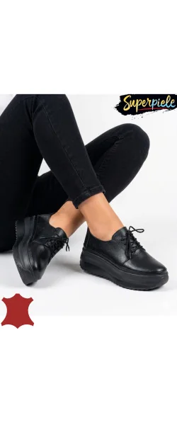 Pantofi casual dama piele naturală cu platformă