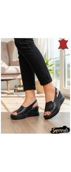 Sandale damă piele naturală cu platformă