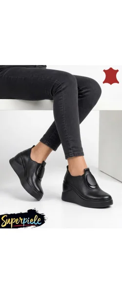 Pantofi casual dama piele naturala grey Leather cu aplicatie metalica