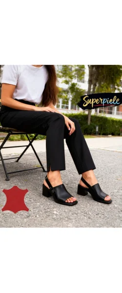 Sandale superbe damă piele naturală cu toc gros