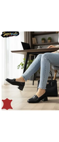 PANTOFI ELEGANTI DIN PIELE NATURALA CU TOC MIC Gros