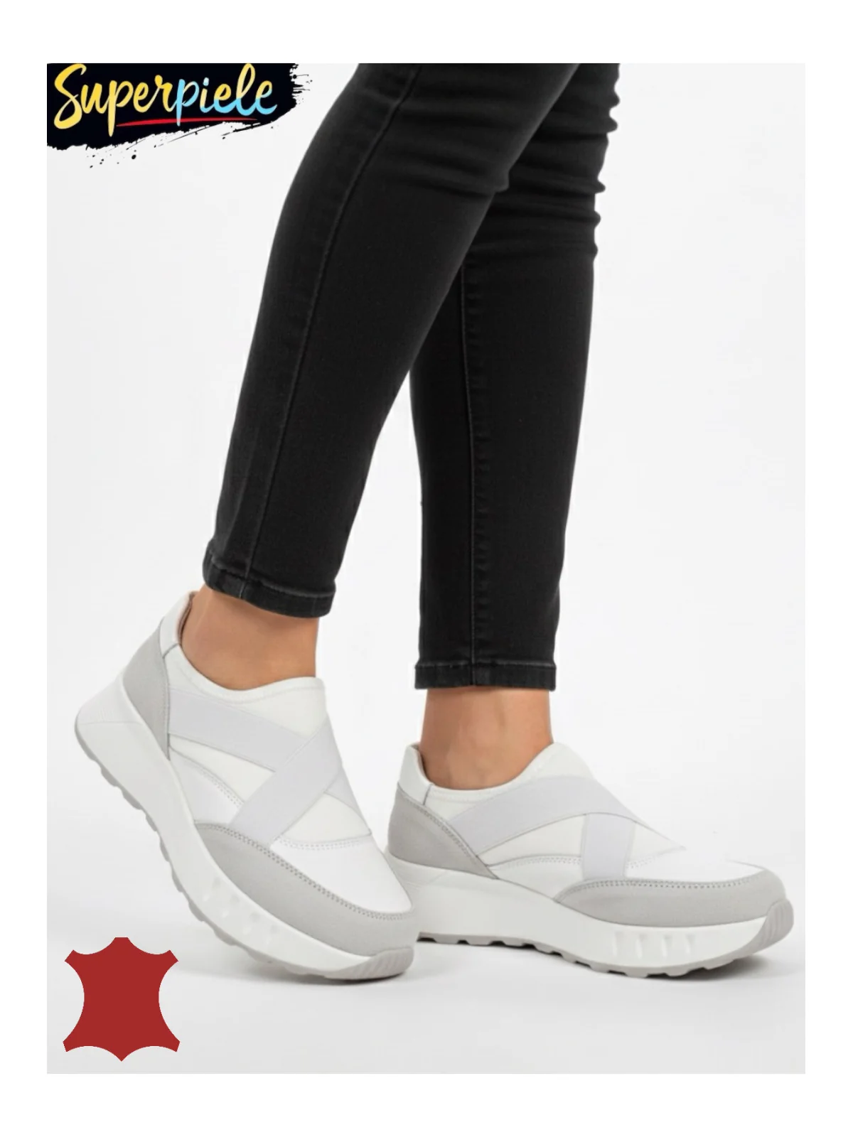 pantofi casual dama din piele naturală fără Siret cu elastici