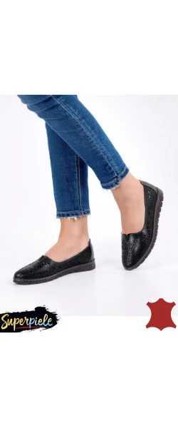 Balerini damă piele naturală moale cu talpă joasă flexibilă
