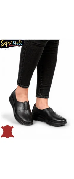 Pantofi casual dama piele naturala cu insertie elastica si inchidere slip-on