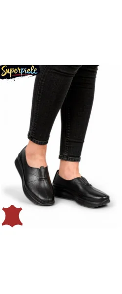 Pantofi casual dama piele naturala cu insertie elastica si inchidere slip-on