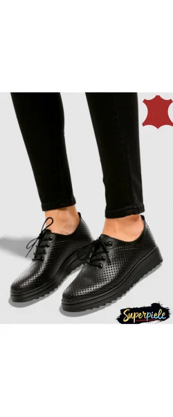 Pantofi casual damă Piele Naturala Perforați Cu Sireturi