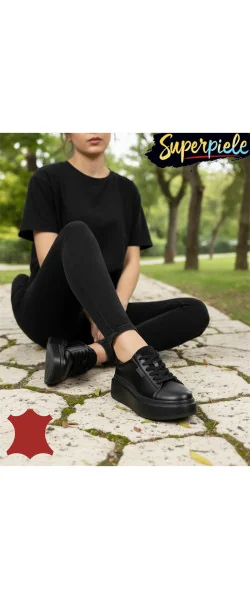 Pantofi casual dama piele naturala ,căptușiți cu inchidere sireturi și talpă înaltă