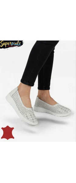 BALERINI DAMA DIN PIELE NATURALA CU MICI PERFORATI Decorative