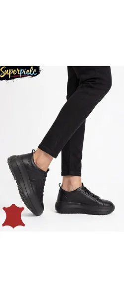 Pantofi casual dama piele naturala cu închidere șireturi ,talpa groasă