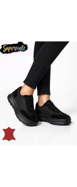 Pantofi casual dama piele naturala intoarsa ,cu talpa groasă Inchidere siret