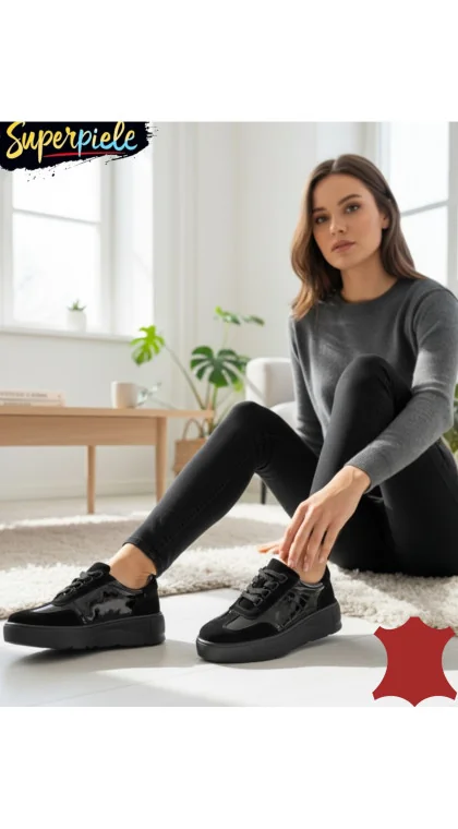 Pantofi casual damă din piele naturală cu piele întoarsă cu talpă groasa