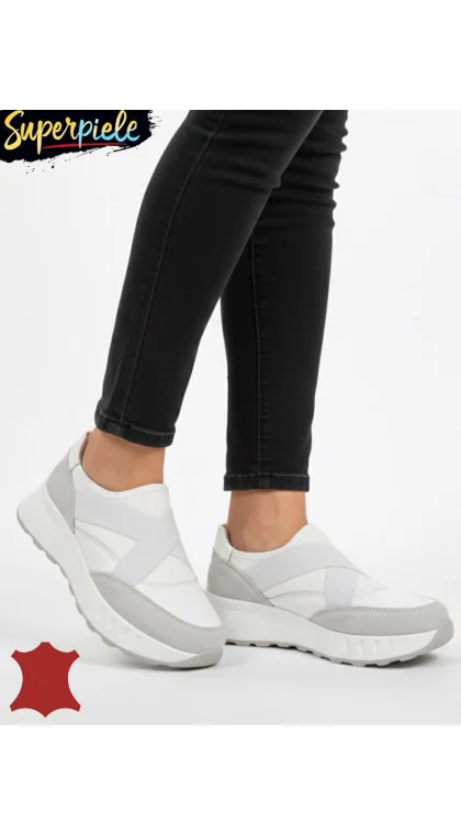 pantofi casual dama din piele naturală fără Siret cu elastici
