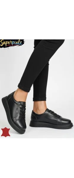 PANTOFI CASUAL DAMĂ COMOZI DIN PIELE NATURALĂ CU ȘIRETURI