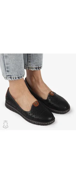 Balerini dama din piele naturală moale cu perforații |ALIBABA|