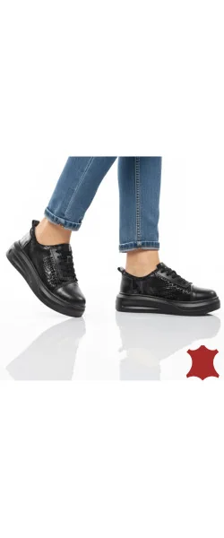 PANTOFI CASUAL DAMĂ DIN PIELE NATURALĂ, CU MODEL LUCIOS