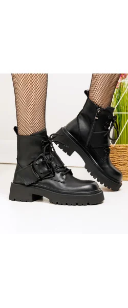 Ghete dama din piele naturala negre TN6437