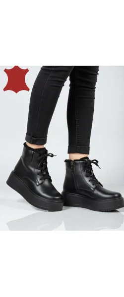 Ghete dama piele naturala negre T7018