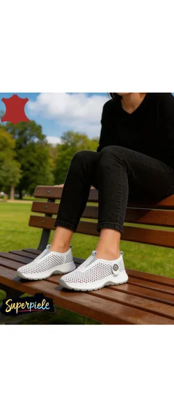 Pantofi casual dama piele naturala perforati cu talpa flexibila