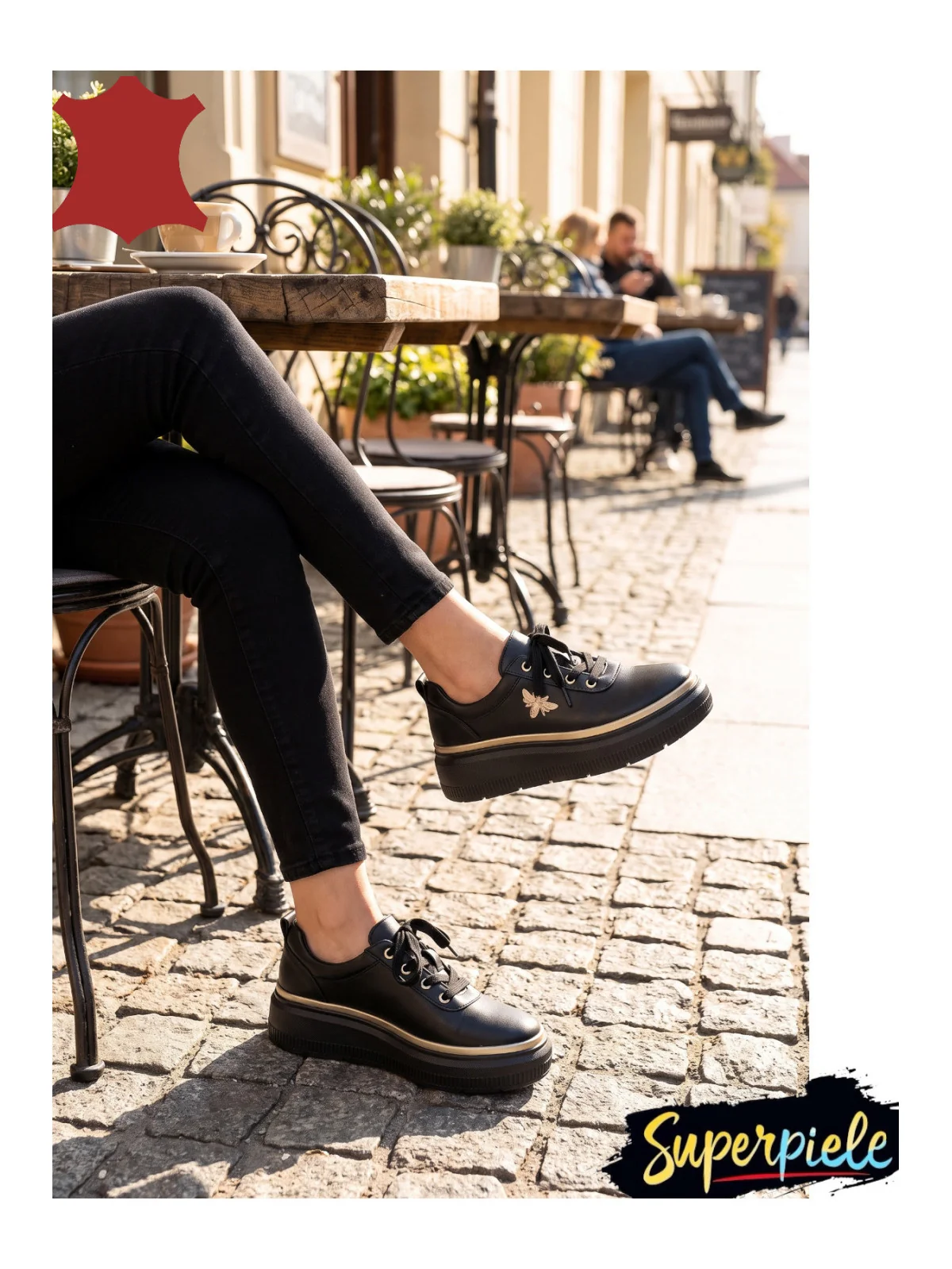 PANTOFI CASUAL DE DAMĂ DIN PIELE CU DETALIU albina