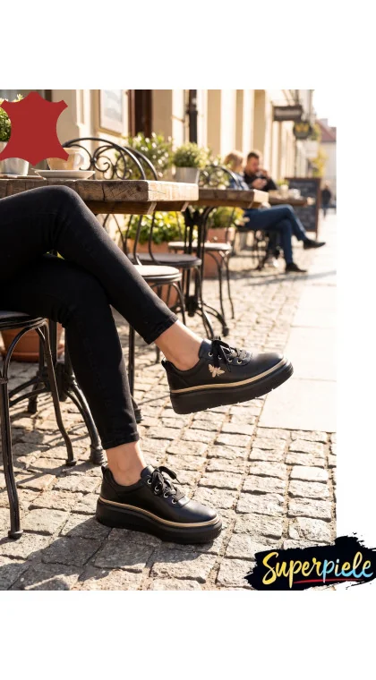 PANTOFI CASUAL DE DAMĂ DIN PIELE CU DETALIU albina