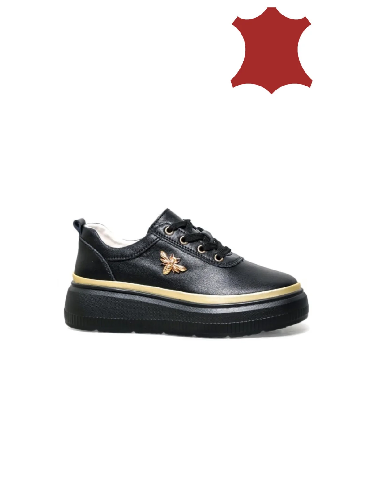 PANTOFI CASUAL DE DAMĂ din piele CU DETALIU FLUTURI Beige Leather