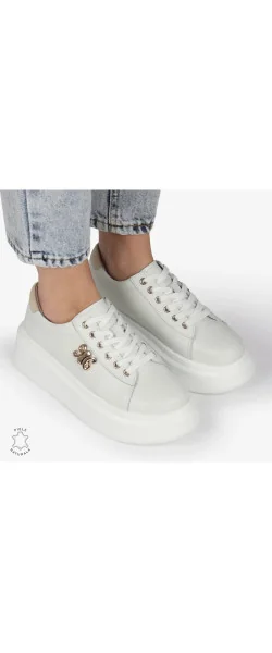 Pantofi Casual Dama |NESKY| din Piele Naturală cu Aplicație Metalică și Sireturi