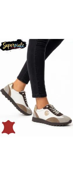 Adidasi damă multicolor din piele naturală cu talpă flexibilă