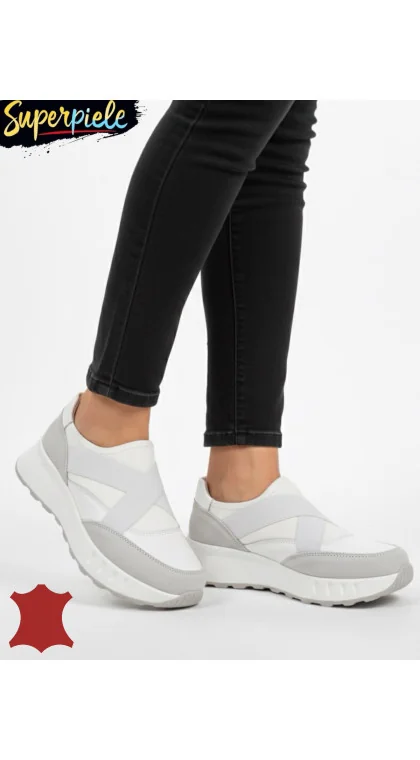 pantofi casual dama din piele naturală fără Siret cu elastici