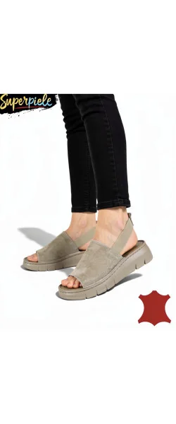 Sandale damă moderne din piele naturală cu elastic și talpă groasă