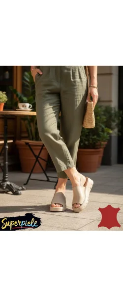 Sandale damă moderne din piele naturală cu elastic și talpă groasă