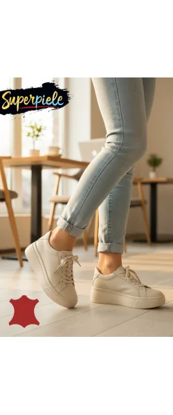 Pantofi casual din piele naturală pentru femei cu talpă groasă