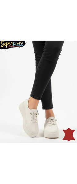 pantofi casual Dama Piele naturală cu talpa înaltă închidere cu șireturi elastice