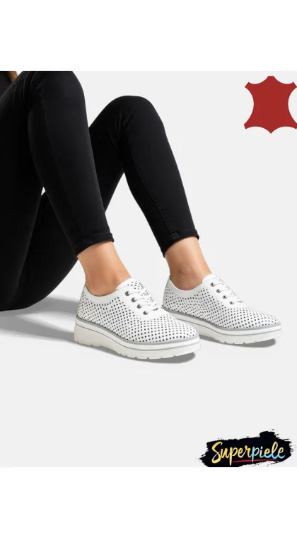 Pantofi casual damă Piele Naturala Perforați Cu Sireturi