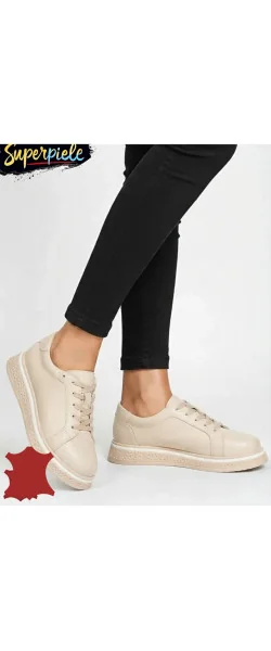 PANTOFI CASUAL DAMĂ COMOZI DIN PIELE NATURALĂ CU ȘIRETURI