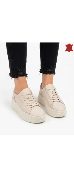 Pantofi casual dama piele naturala cu talpa inalta