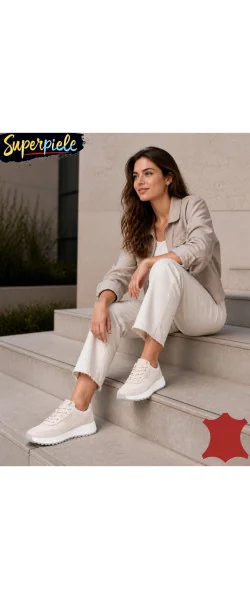 Sneakers din piele naturală – talpă groasă 4 cm