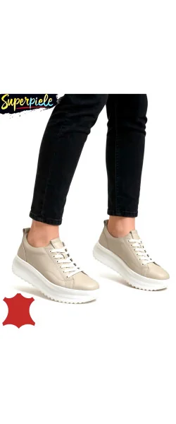 Pantofi casual dama piele naturala cu închidere șireturi ,talpa groasă
